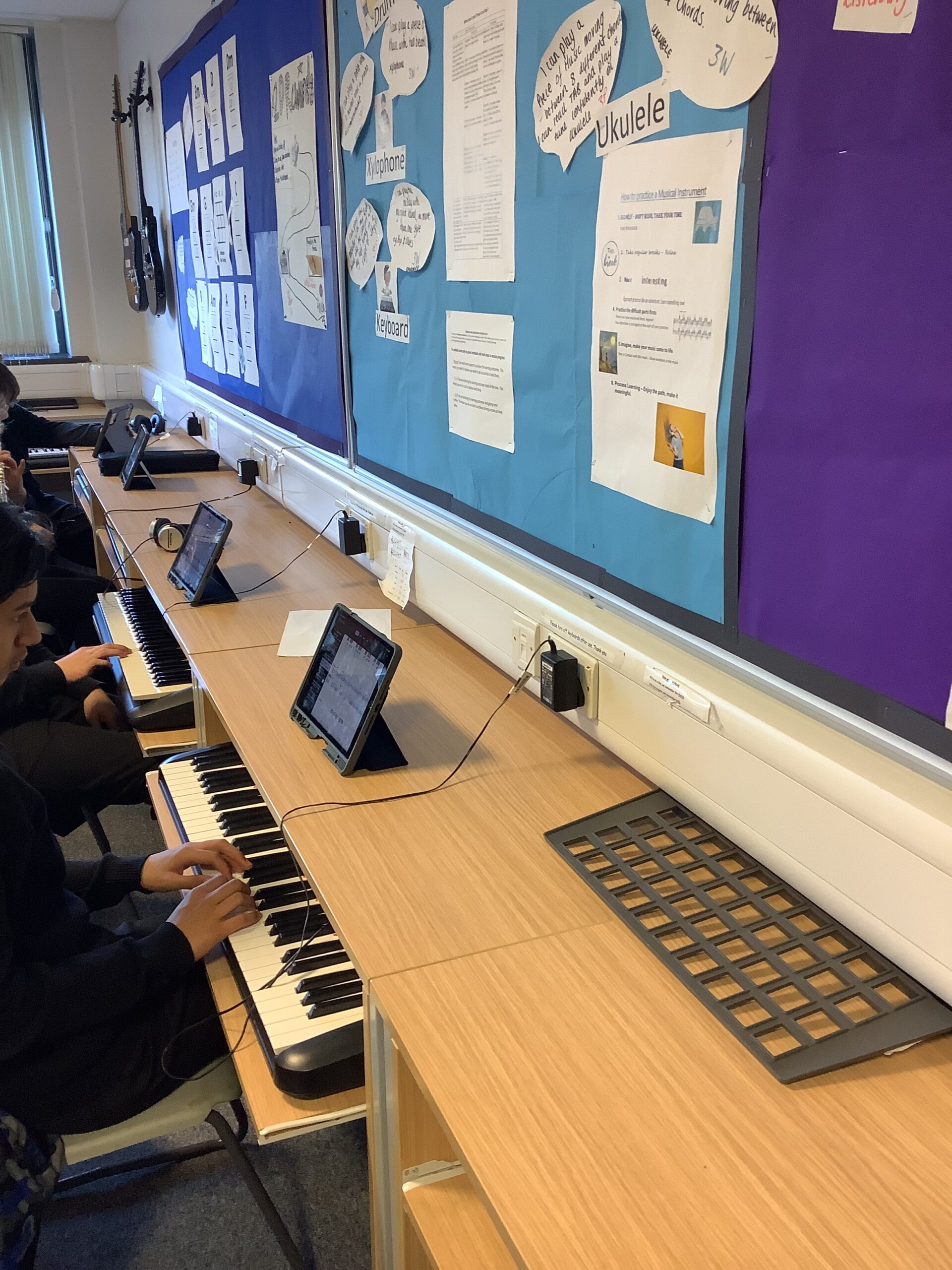 Students focus on their keyboard skills at Holy Rood.