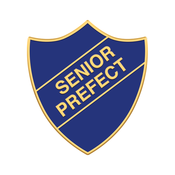 Senior Prefect Badge in blue.
